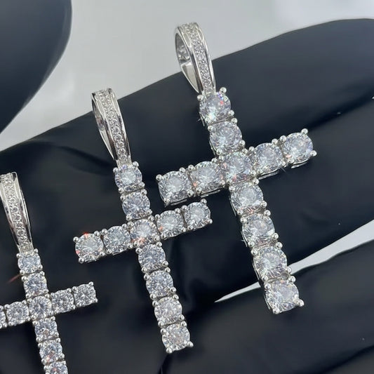 925 Sterling Silver Moissanite Cross Pendant - Premium Religious Jewelry