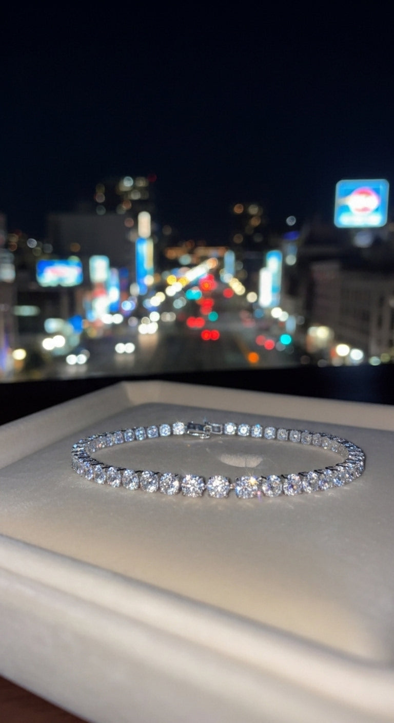 5mm Moissanite Tennis Chain - 925 Sterling Silver | Solid Silver