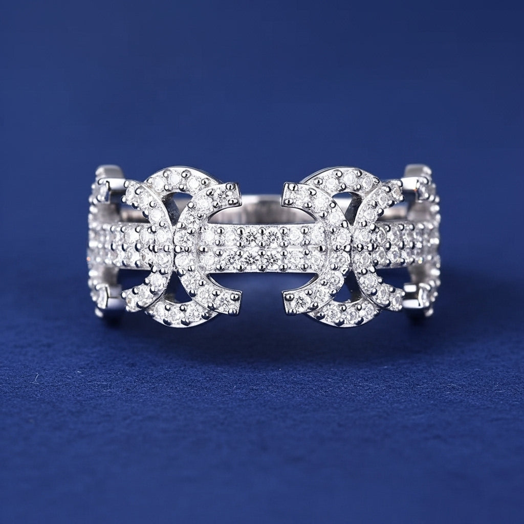 Byzantine ring VVS Moissanite/solid 925 silver