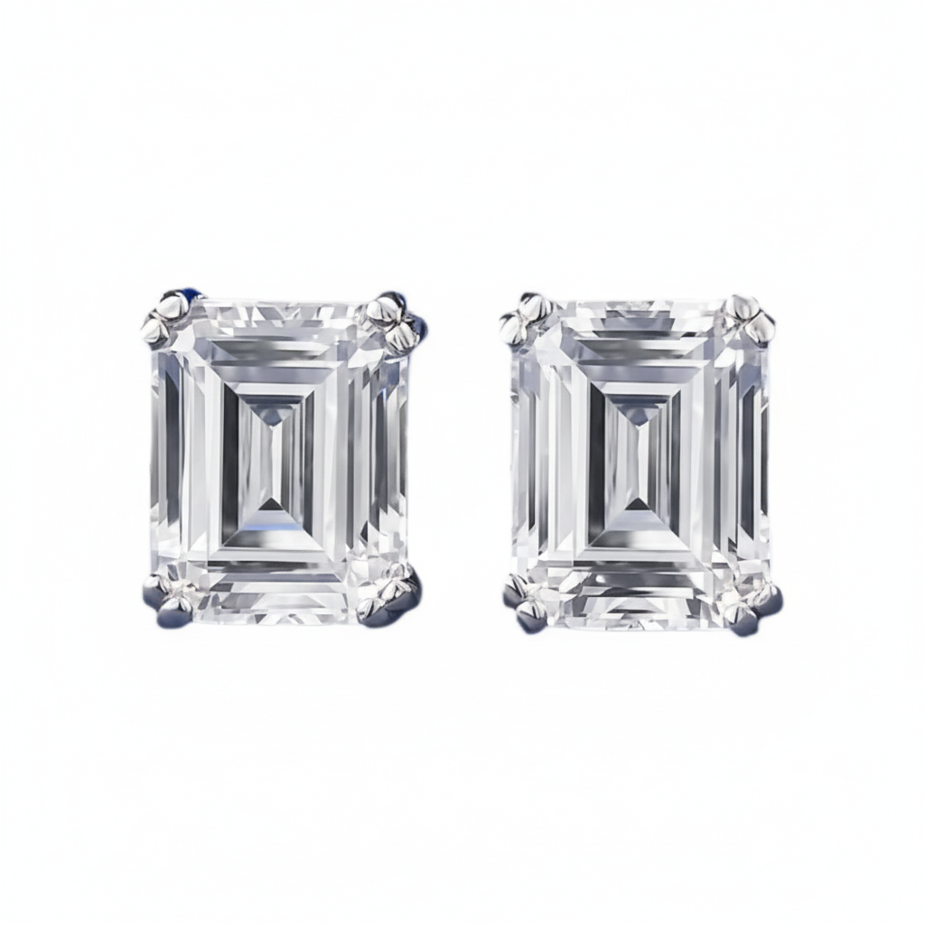 Emerald cut earrings