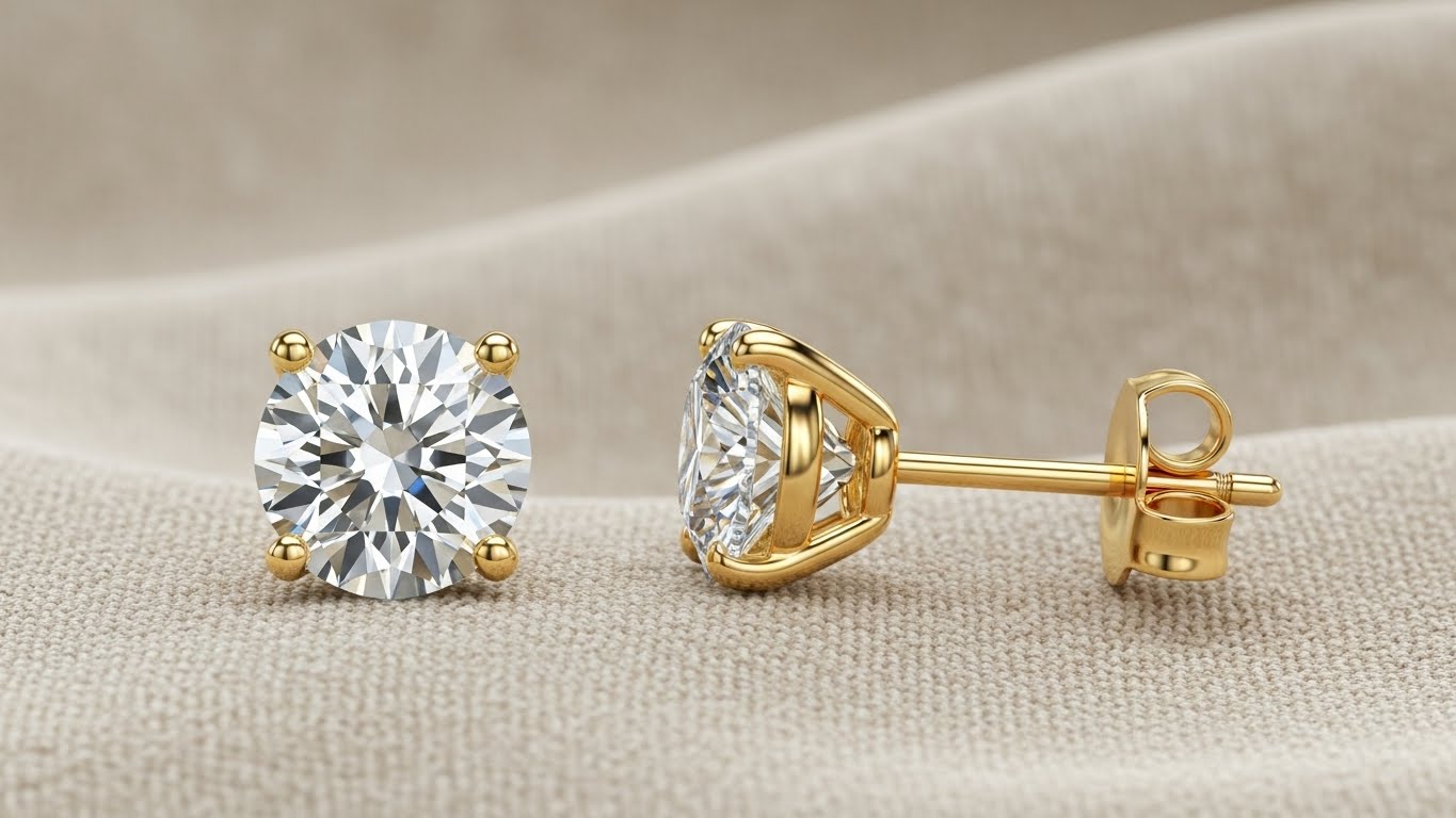 Solitaire moissanite earrings 10k gold