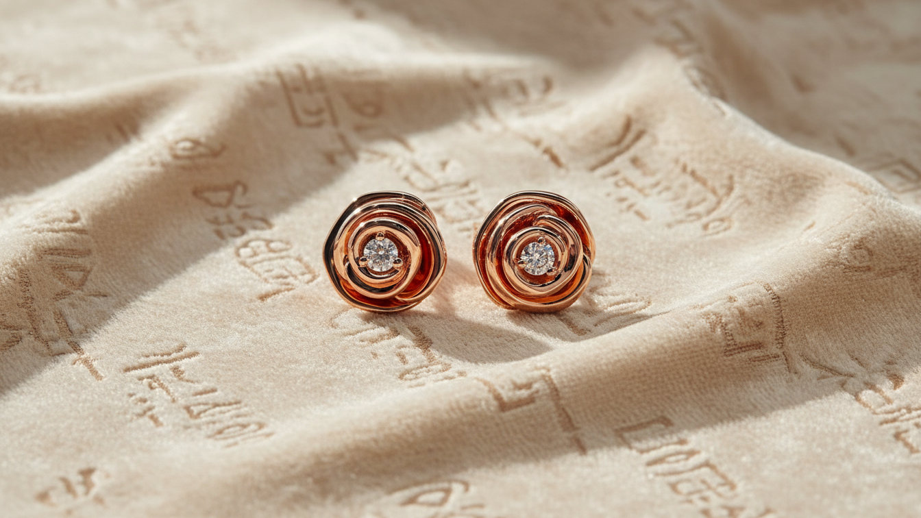 14k Rose Gold Diamond Earrings