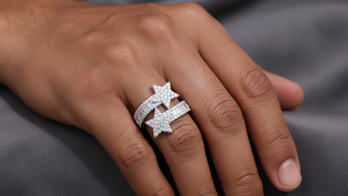 Moissanite Double Star Ring - 925 Sterling Silver