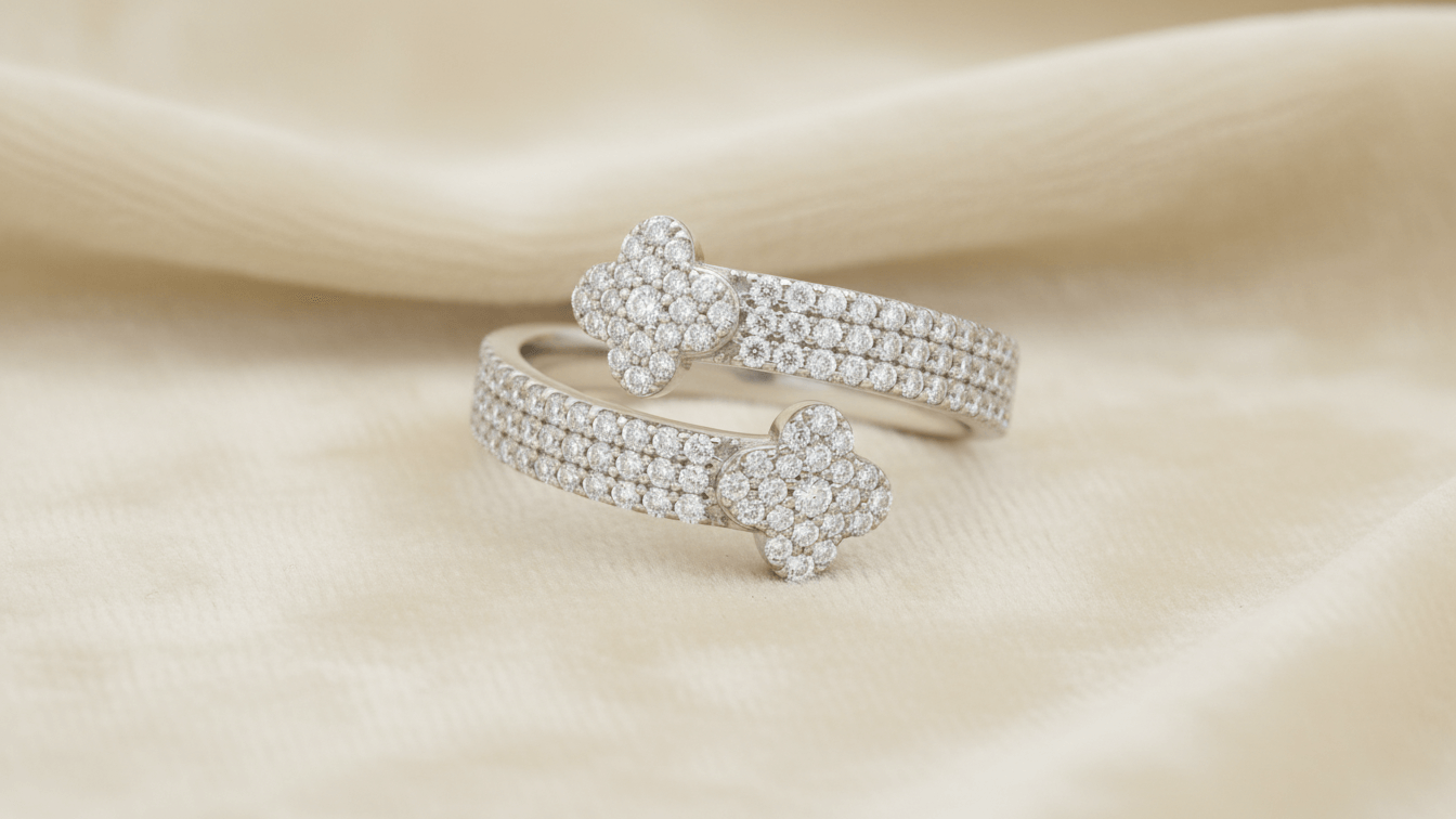 925 Silver Moissanite Clover Ring