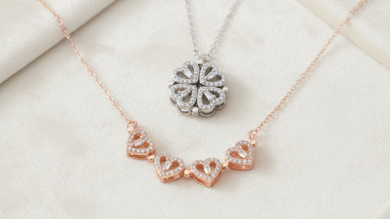 Lucky Love  Four-Leaf Clover to Hearts Necklace