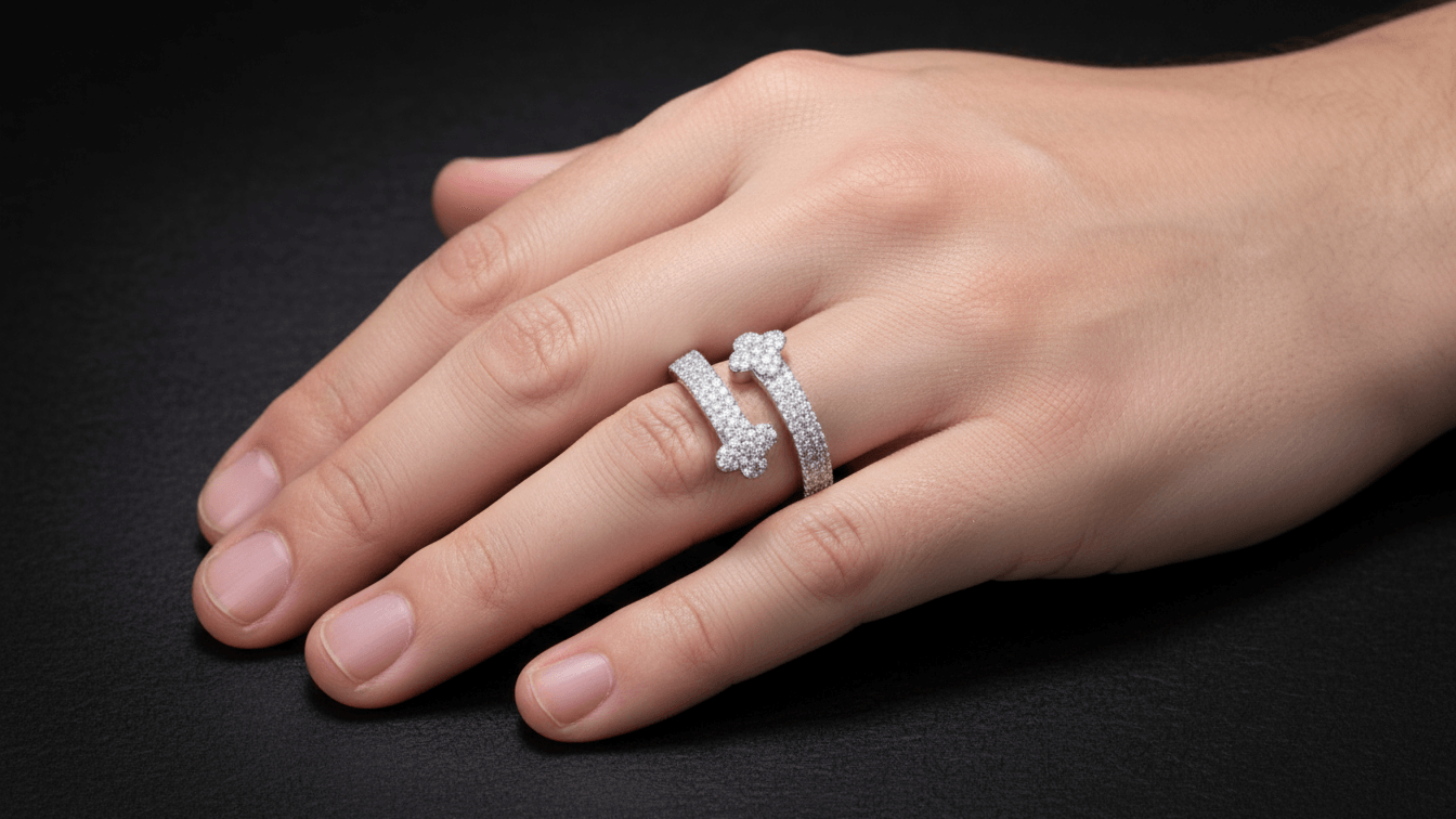 925 Silver Moissanite Clover Ring