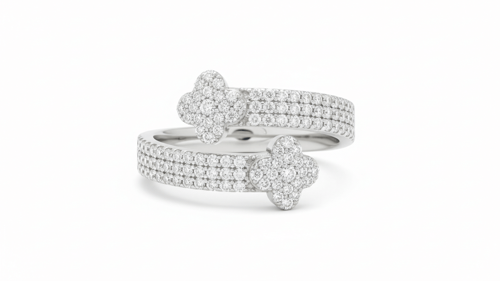 925 Silver Moissanite Clover Ring