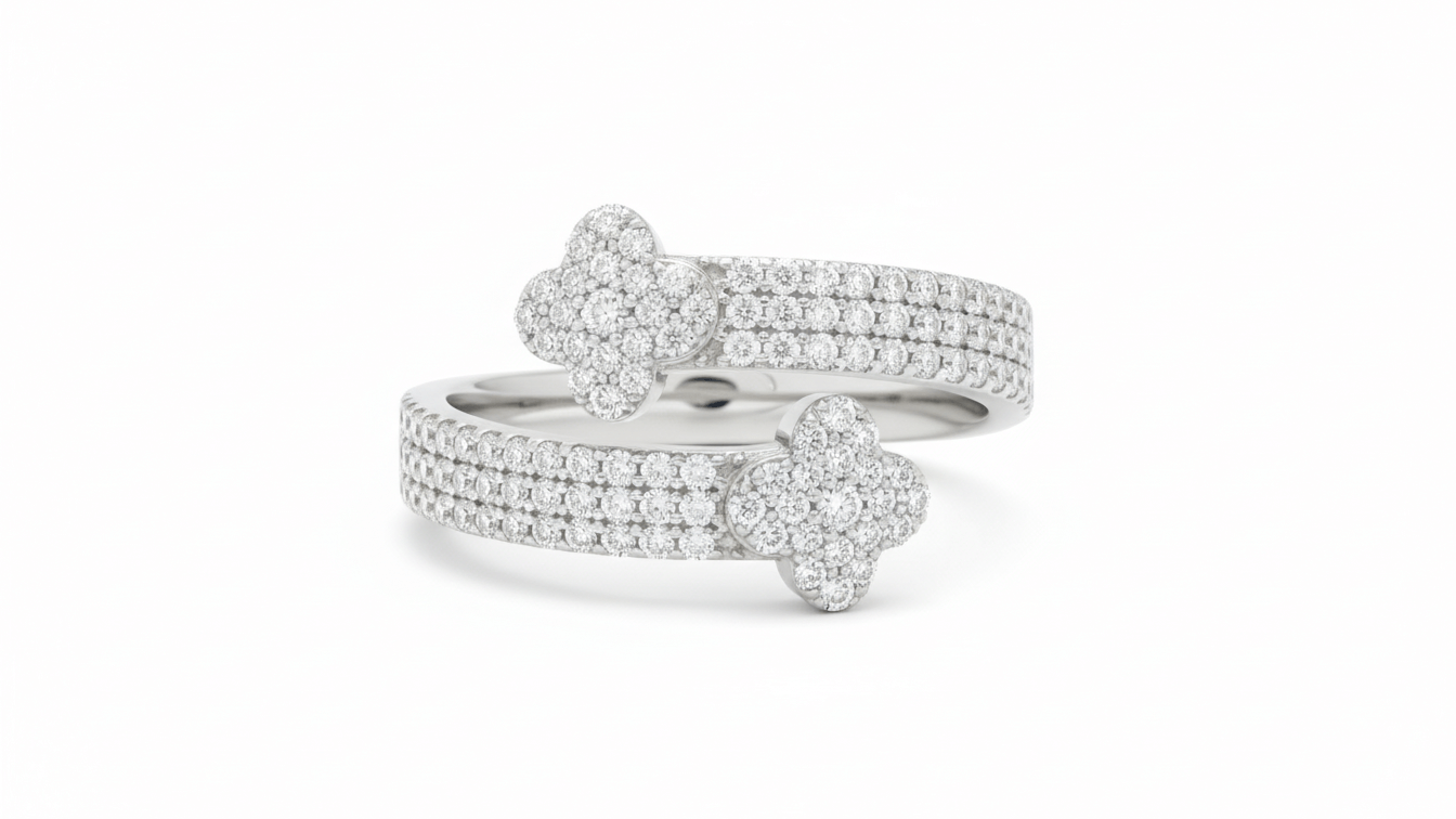 925 Silver Moissanite Clover Ring